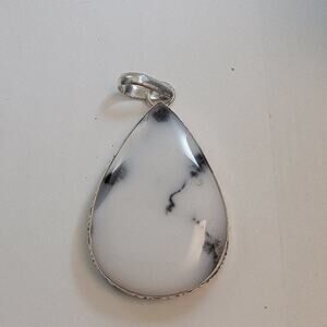 Necklace Pendants Dendritic Opal Teardrop Handmade Jewelry in Sterling Silver